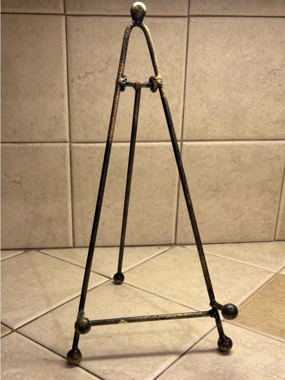 Display Easel in rustic Black and Gold Finish photo or plate display